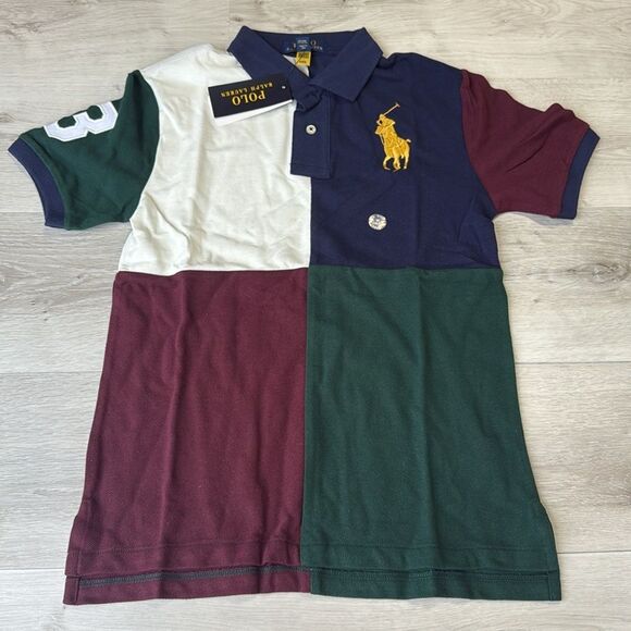 Polo Ralph Lauren Color-Blocked Big Pony Cotton Polo Shirt M(10-12) NWT in pkg - Picture 3 of 4